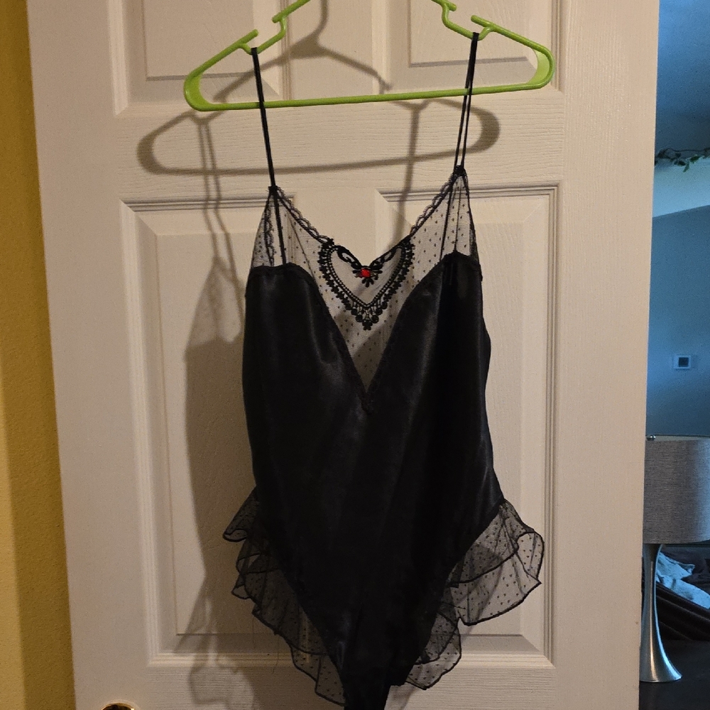 Satin Teddy With Lace Ruffles